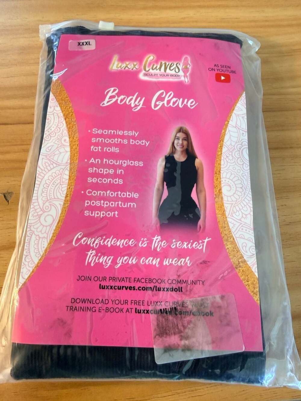 Luxx Curves Body Glove Waist Trainer, Black, Size XXXL